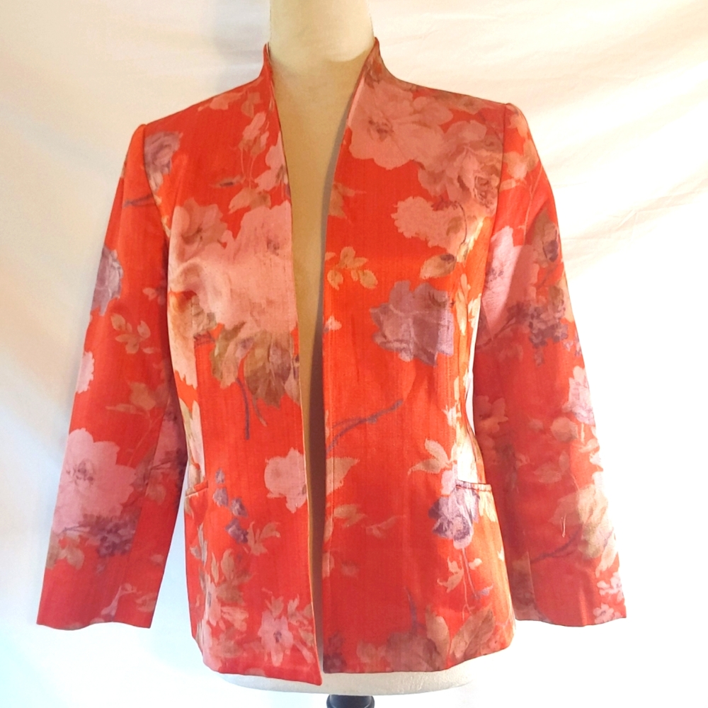 Women Louben Canada USA Modern Monet Floral Print Suit Blazer/Jacket Size 4